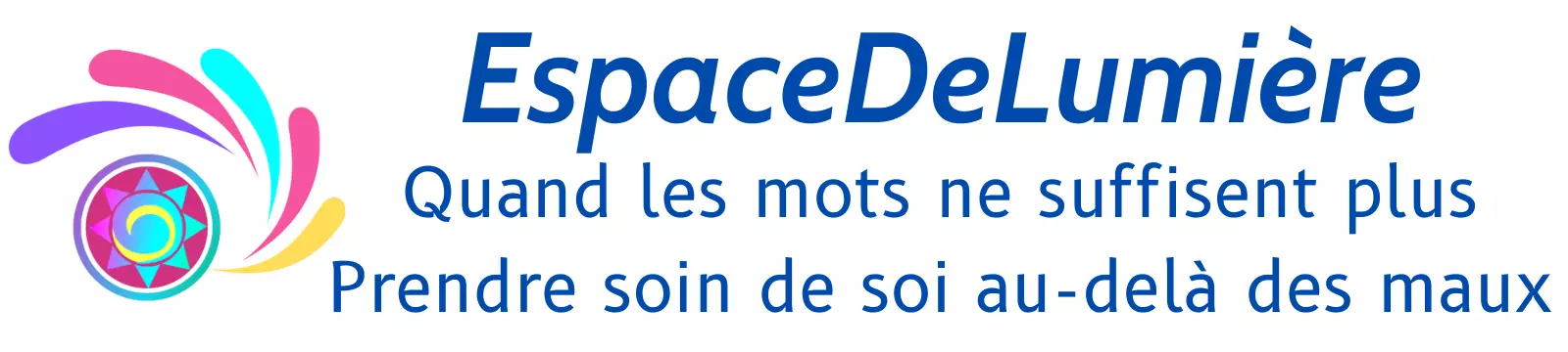 Logo– slogan espacedelumière– magnétiseur coupeur de feu et formation Reiki dans l'Ain et la Savoie
